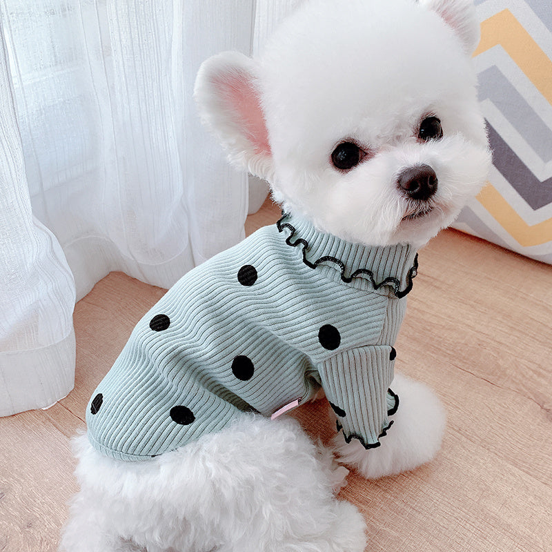 Dot turtleneck dog bottoming shirt Pets DealSniper.net