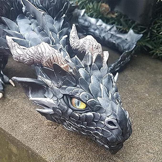 Garden Statue Big Squatting Dragon Sculpture Dragon Guardian Resin Garden dealsniper-net