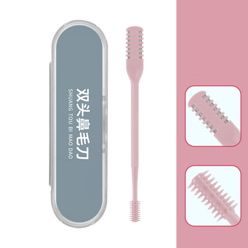 360 Degree Rotating Double Head Nose Hair Trimmer Women dealsniper-net Double Sided Pink Nose Hair Knife With Box 1PCS