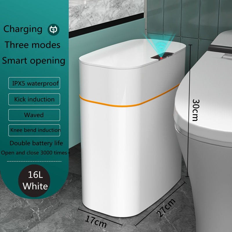 Smart Trash Can With Lid For Bedroom And Living Room Kitchen Deals dealsniper-net White 16L