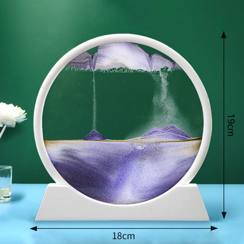 Quicksand Painting Hourglass Decoration Decompression Home Decor DealSniper.net White Frame 7 Inch Purple