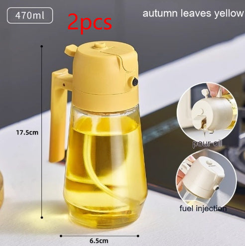470ML Olive Oil Sprayer Dispenser For Cooking Kitchen dealsniper-net Yellow 470ML 2PCS