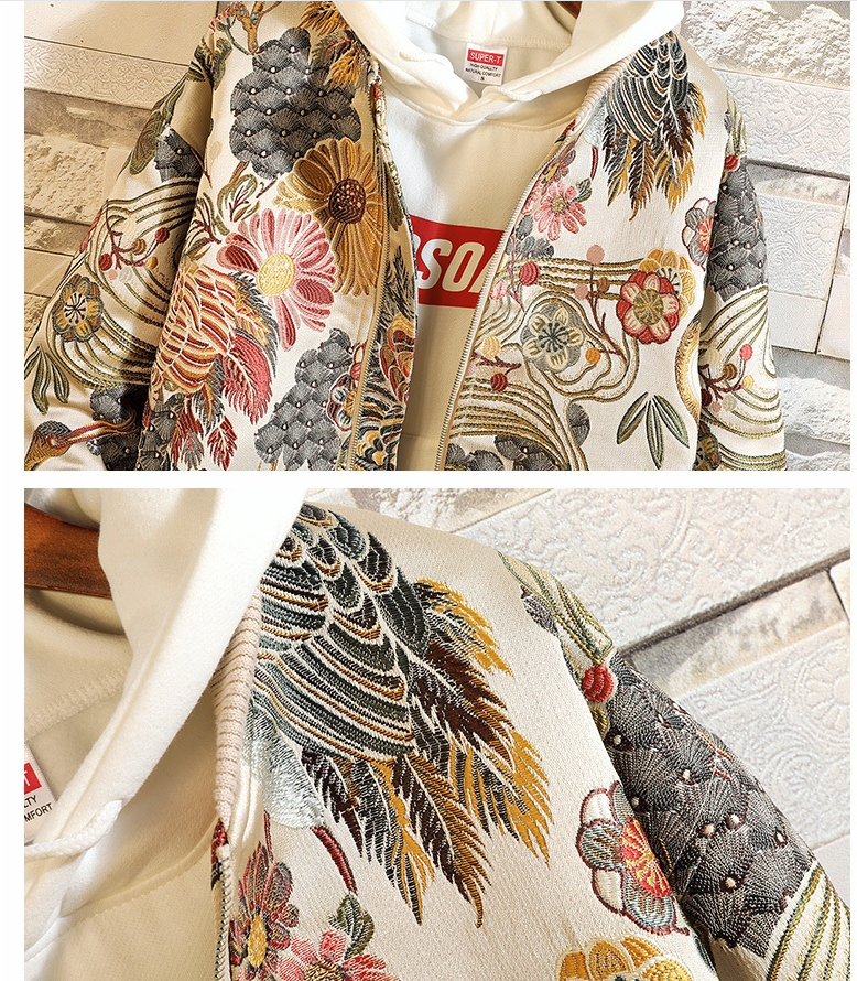 Spring and autumn new jacket men's port wind full embroidery men's baseball collar coat large size shirt tide brand men's clothing Men DealSniper.net