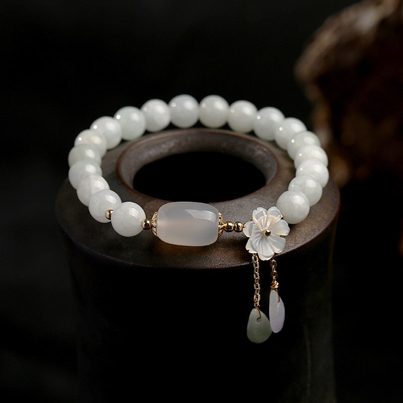 Shell flower jade water drop bracelet Jewelry DealSniper.net