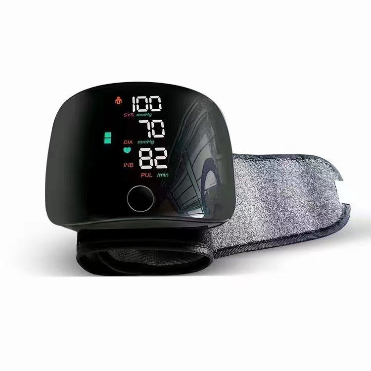 Wrist Sphygmomanometer Rechargeable Blood Pressure Meter Wrist Health Gym From House Wrist Black Arabic Voice USB