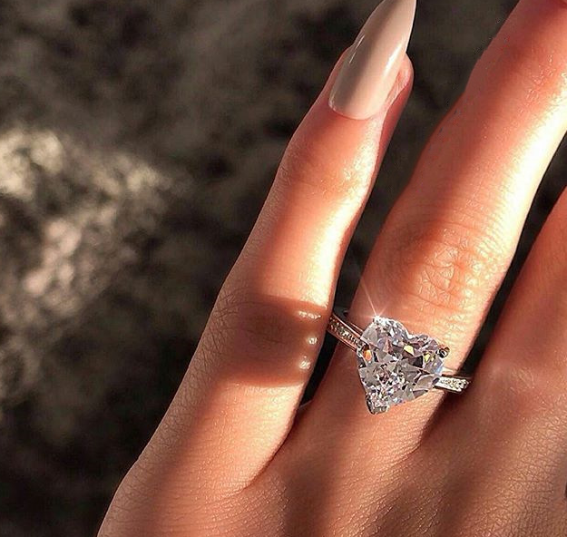 Ins best selling inlaid AAA zircon heart-shaped ring wish Jewelry DealSniper.net