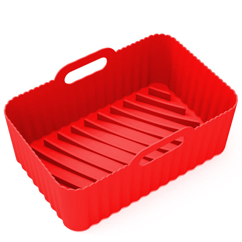 Air Fryer Silicone Pot With Handle Reusable Liner Heat Resistant Basket Kitchen DealSniper.net Red
