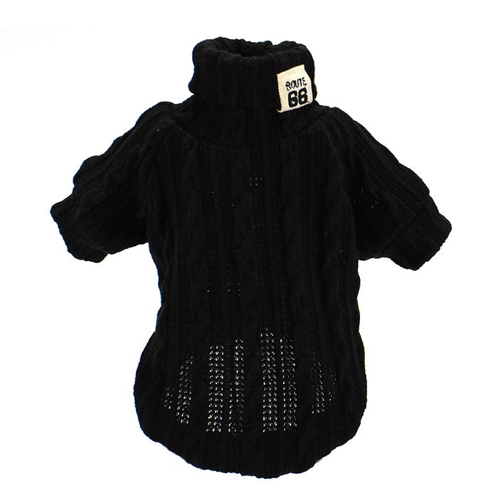 Dog Sweater Turtleneck Solid Color Dogs Clothes Warm Cotton Pets DealSniper.net Black L