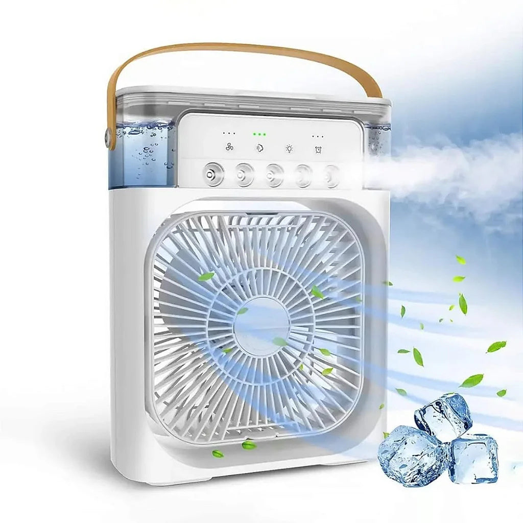 Portable Fan Lighting Humidifier USB Desk Air Conditioner House DealSniper.net Branco