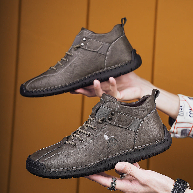 Fashion Men Sneakers Velcro Flats Shoes High Quality Men DealSniper.net Khaki Size38
