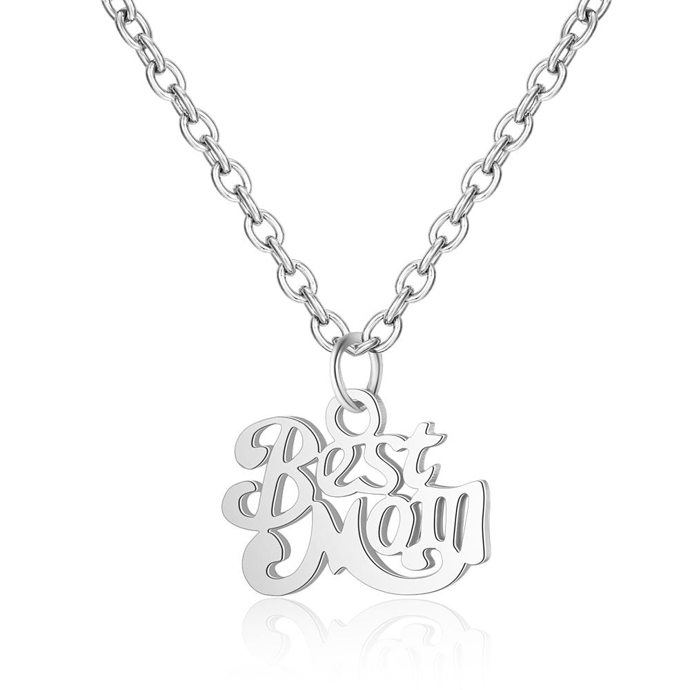 Stainless Steel Best Mom Charm Necklace Family Mother Pendant Jewelry DealSniper.net Silver