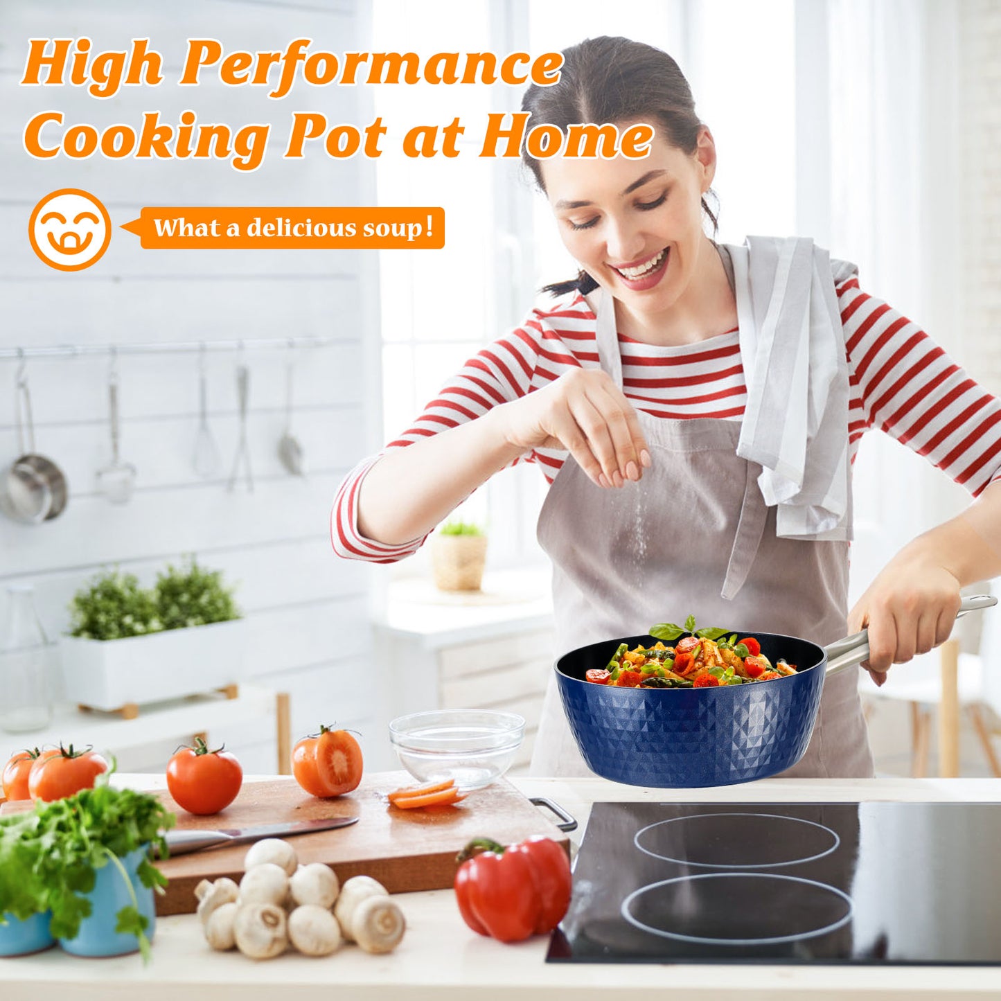 Induction Saucepan With Lid, 20cm 1.8L Milk Pan Non Stick Saucepan, Aluminum Ceramic Coating Cooking Pot - PFOA Free With Stainless Steel Handle, Suitable For All Hobs Types, Amazon Banned Kitchen DealSniper.net