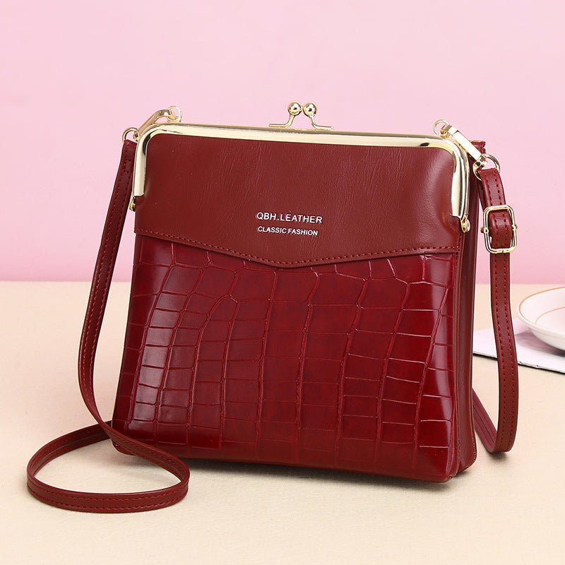 Lock Shoulder Bags Women Alligator Crossbody Phone Bag Women DealSniper.net Wine red