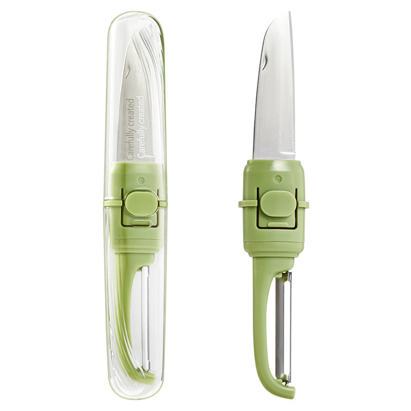 Two-in-one Portable Home Folding Double Head Fruit Knife Peeler Kitchen DealSniper.net Green
