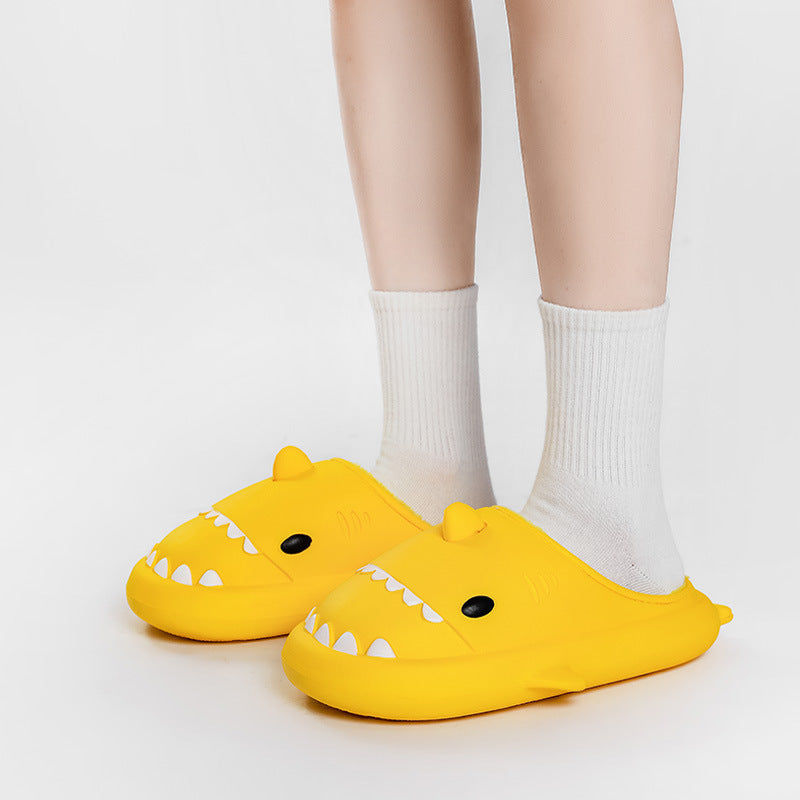 Cartoon Shark Shoes Home Slippers EVA Lovers Slippers Kids DealSniper.net Yellow couple 36to37