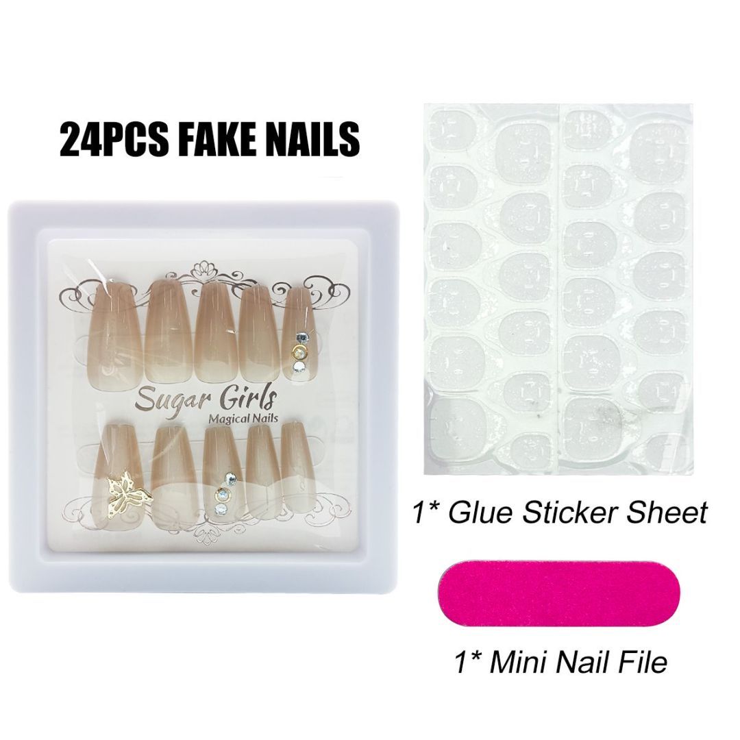 Gold-inlaid Butterfly Nails Are Light Flesh-colored Beauty DealSniper.net