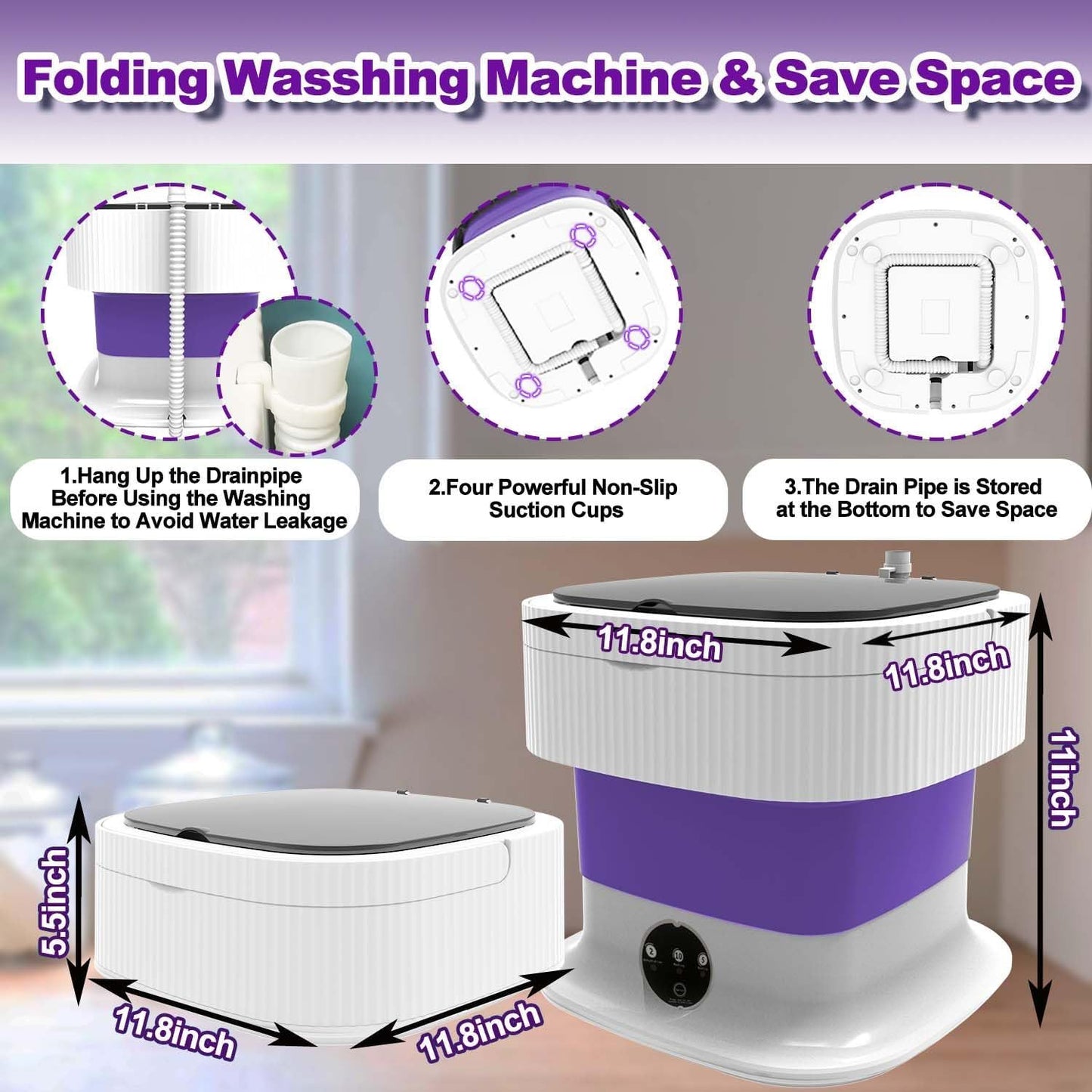 Portable Washing Machine 10L Foldable Washer Kitchen DealSniper.net