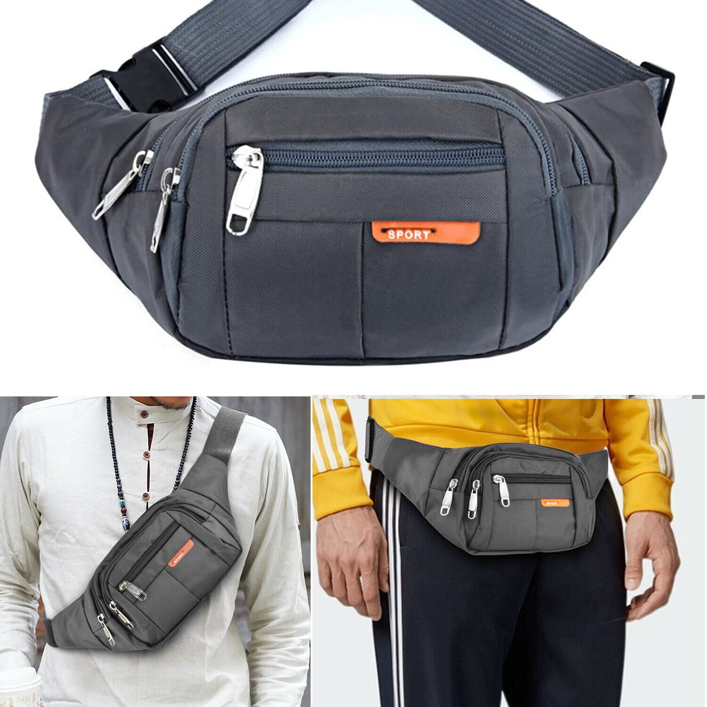 Men Women Fanny Pack Belt Waist Bag Cross Body Sling Shoulder Travel Sport Pouch Men DealSniper.net