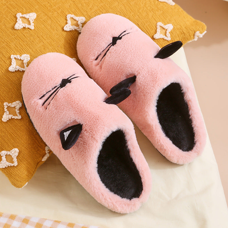 Winter New Coral Velvet Slippers Cartoon Cat Cotton Slippers Women DealSniper.net Leather powder 23CM