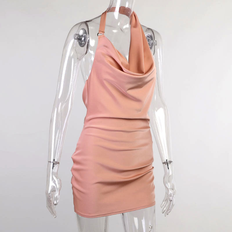 Satin Party Dress V Neck Backless Mini Sleeveless Summer Party Dress Women DealSniper.net