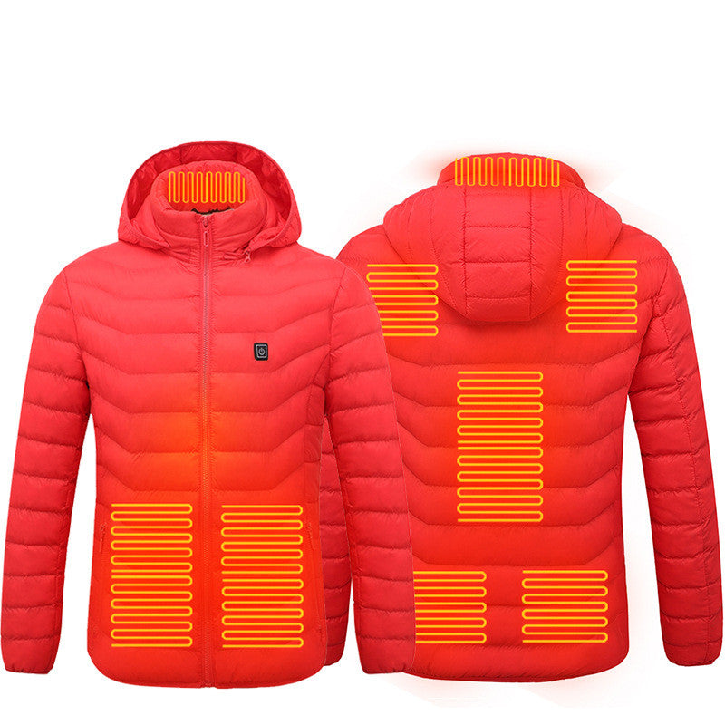Men Heated Puffer Jacket Electric Heating Coat Insulated Hood Windbreaker 9Heat Zones Men DealSniper.net Red Zone8 2xl