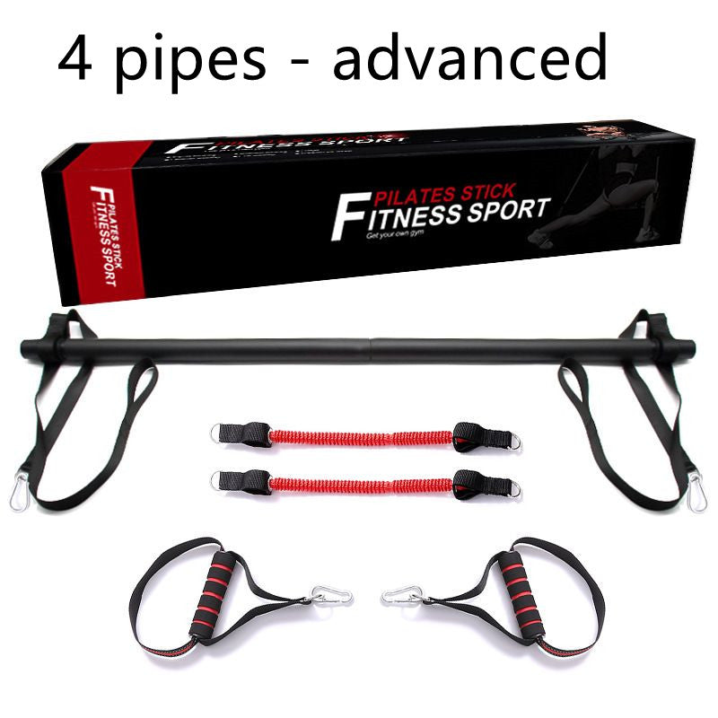Pilates Bar Kit With Resistance Bands Portable Home Gym Sports DealSniper.net Cloth casing 4pipes