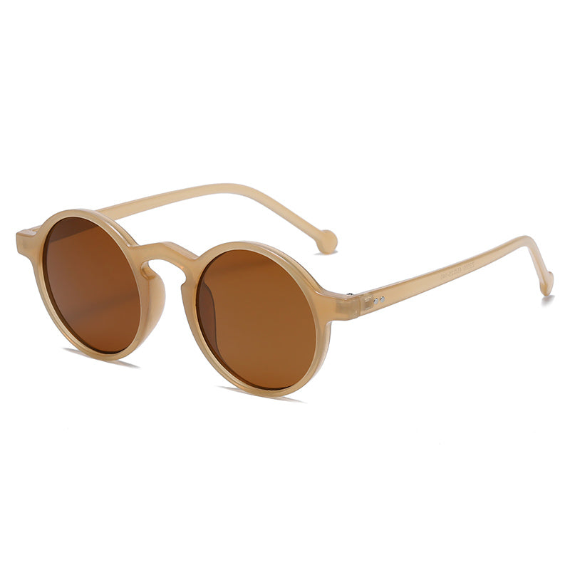 Small Round Frame All Match UV Protection Sunglasses Men DealSniper.net Brown