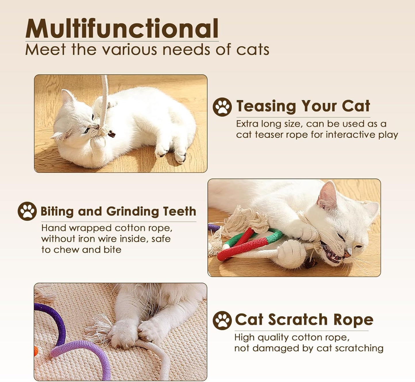 Cotton Rope Cat Toys For Indoor Cats Interactive Rope Toys Pets DealSniper.net