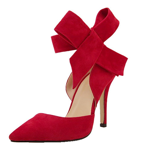 Big Bow Pumps Women Thin High Heel Shoes For Party Festival Women DealSniper.net Red Size35