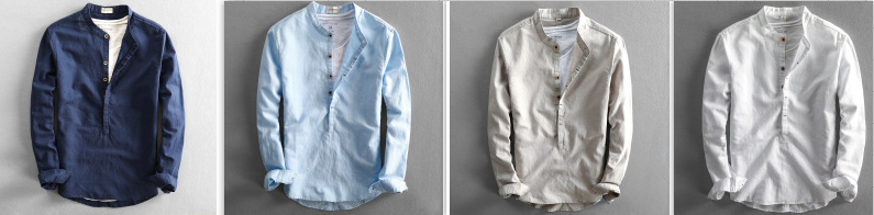 Simple Men's Casual Long Linen Sleeves Shirt Loose Solid Color Men DealSniper.net Set 2XL