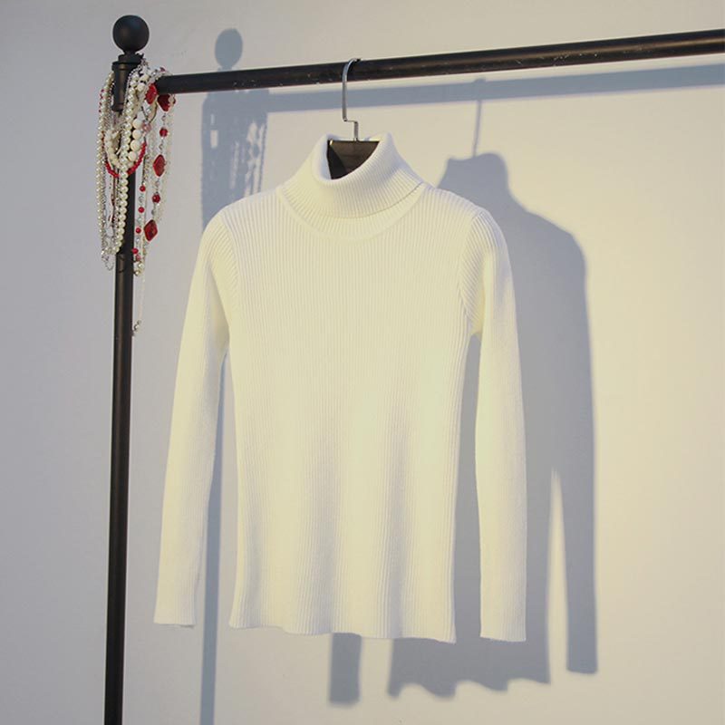 Turtleneck Sweater Women Knit Bottoming Shirt Winter Keep Warm Women DealSniper.net White One size