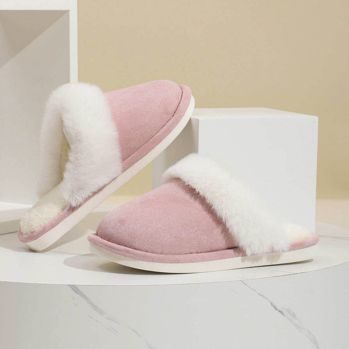 Winter Warm Plush Slippers Home Indoor Non-slip Slipper Men DealSniper.net Pink 36to37