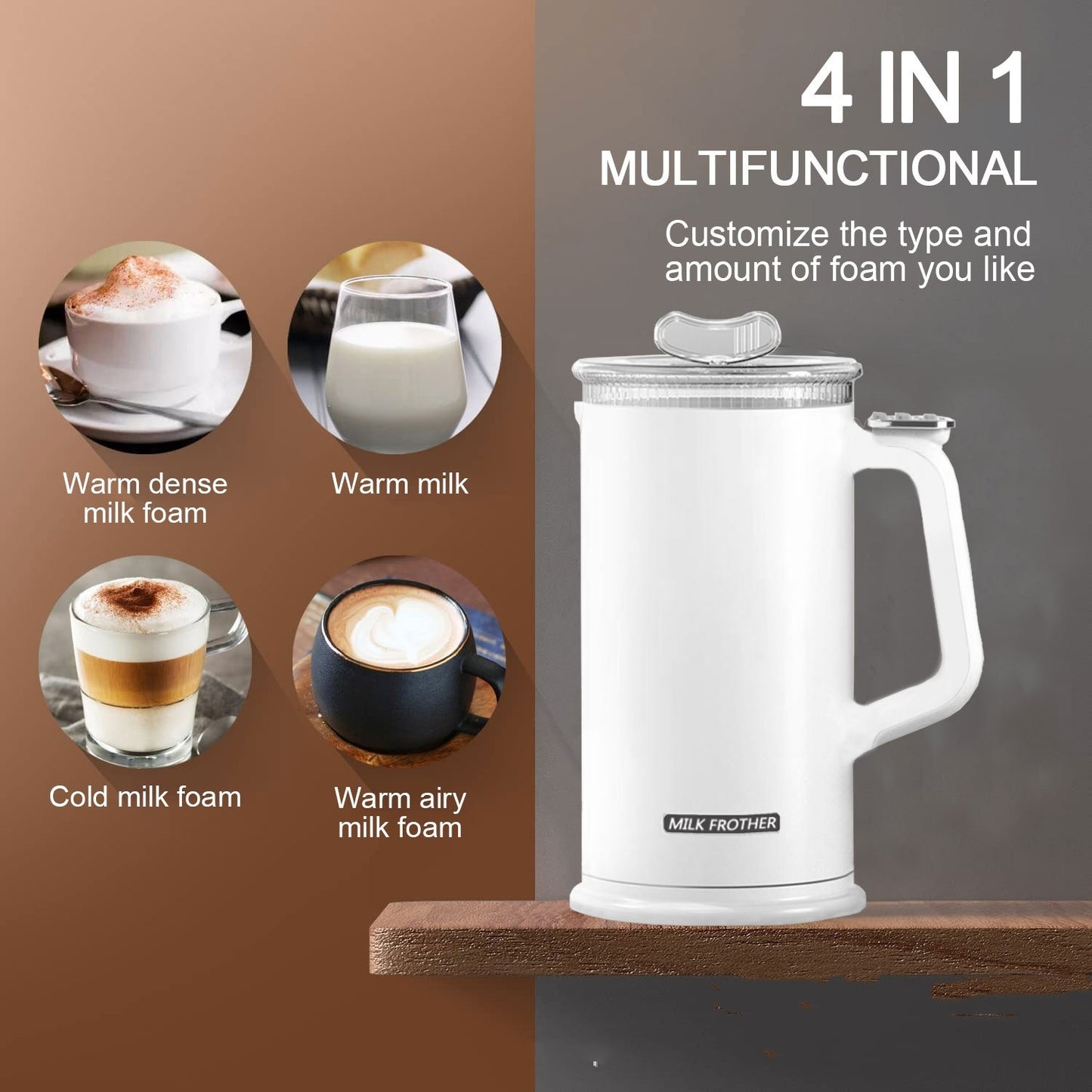 Hot And Cold Double Electric Milk Frother Coffee Latte Kitchen DealSniper.net 600ml White AU
