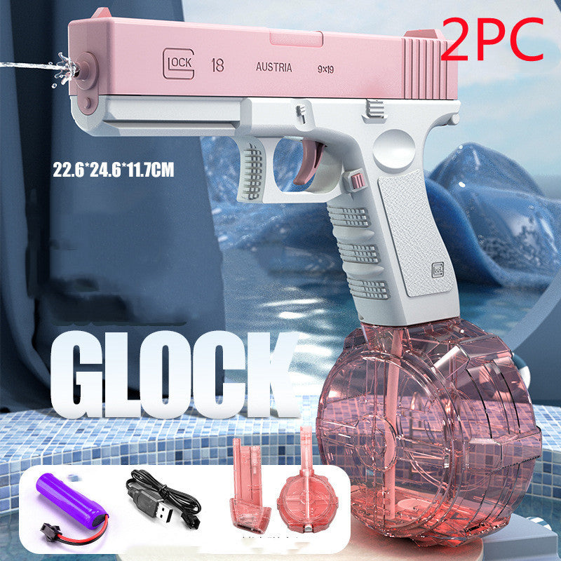 Children's Electric Continuous Fire Water Gun Beach Toys Outdoor DealSniper.net Pink 2pcs Play drum version USB