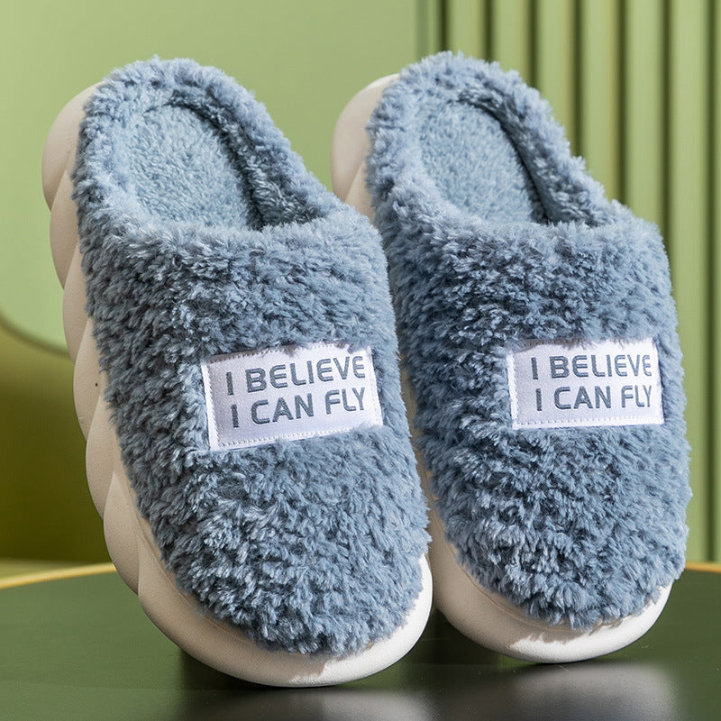 Warm Plush Slippers Home Shoes For Women Couple Winter Slippers Women DealSniper.net Sky blue 36to37