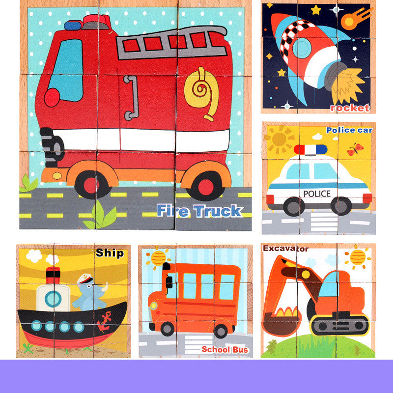 High-grade Six-face Picture Wooden Jigsaw 3D Puzzle Toys Gifts Holidays dealsniper-net Traffic