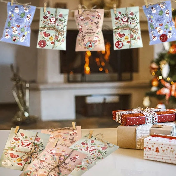 24Pcs Christmas Advent Calendar Bags Kit Gift Holidays DealSniper.net