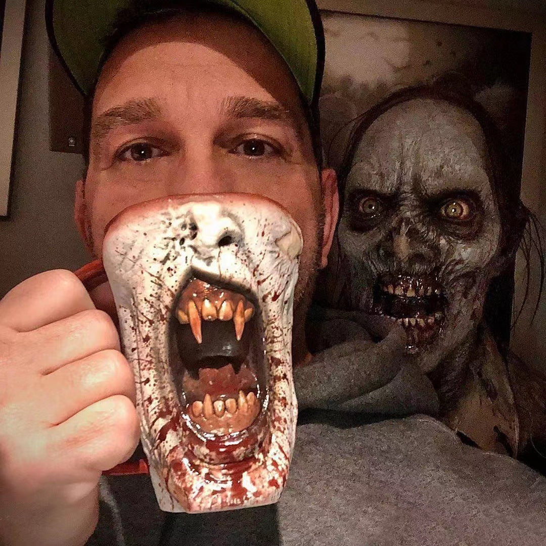Handmade Gothic Vampire Half Face Mug Kitchen DealSniper.net