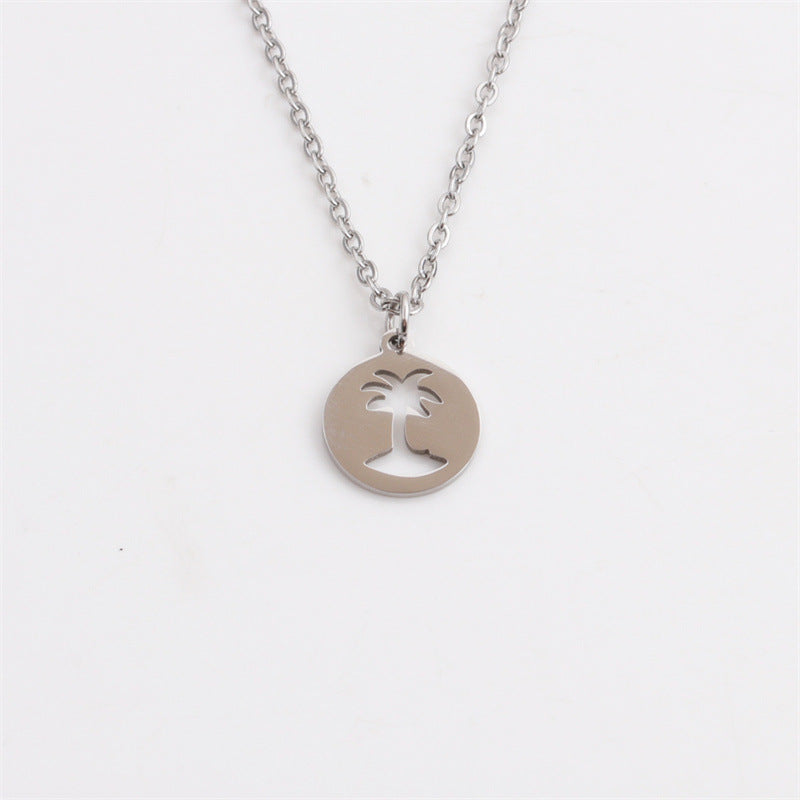 Titanium Steel Hollow Coconut Tree Pendant Jewelry Gym From House SSN0150QZ Rigid Color