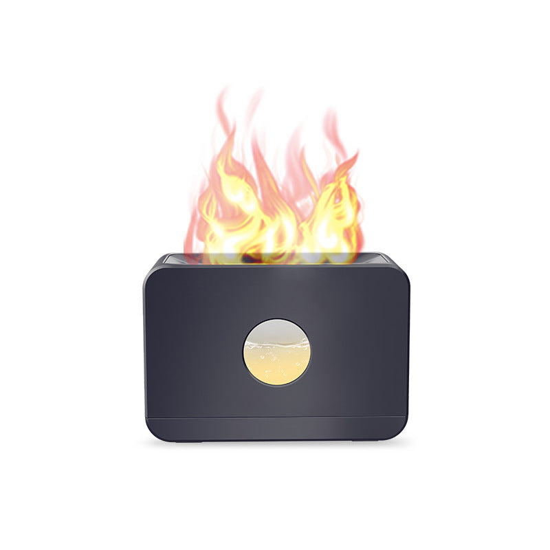 New Two-color Flame Aromatherapy Humidifier Home Large Home DealSniper.net Black monochrome red light EU