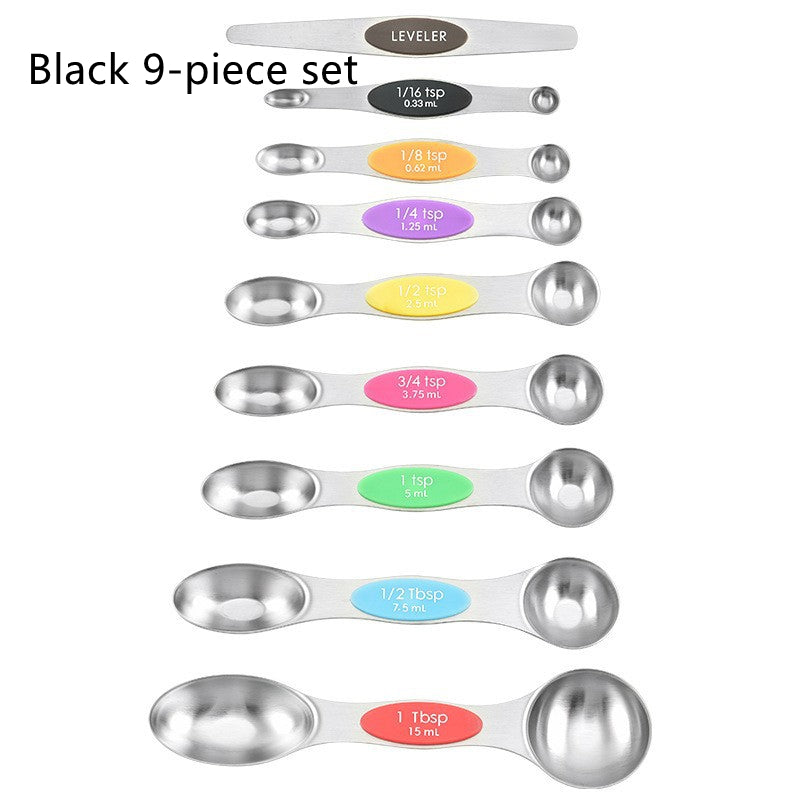 Kitchen Stainless Steel Double Head Measuring Spoon Kitchen dealsniper-net Black 9piece set