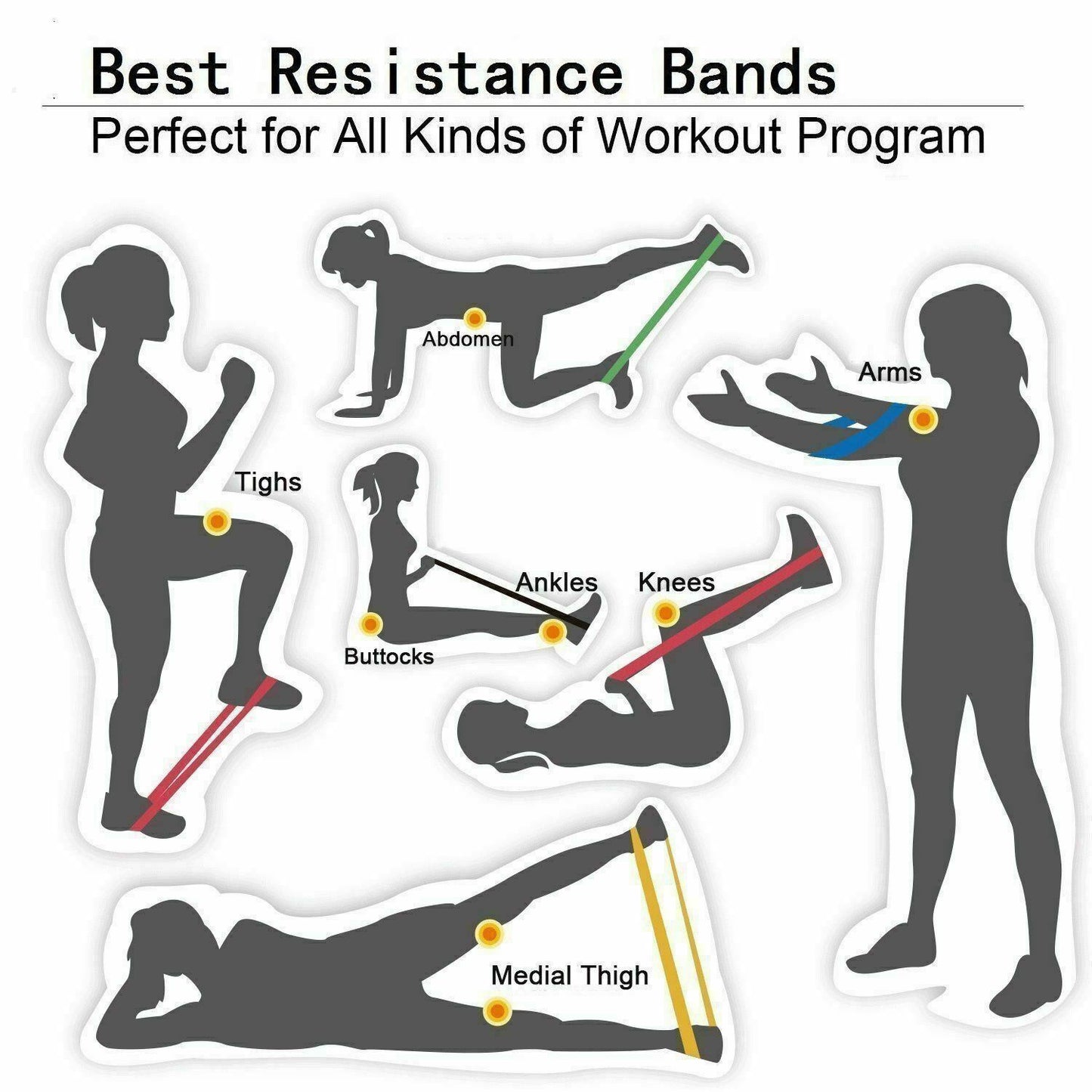 Resistance Bands Loop Set Of 5 Exercise Workout CrossFit Fitness Yoga Booty Band Sports DealSniper.net