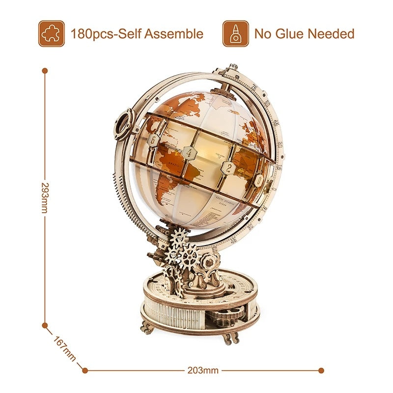 Robotime ROKR Luminous Globe 3D Wooden Puzzle Games Kids DealSniper.net