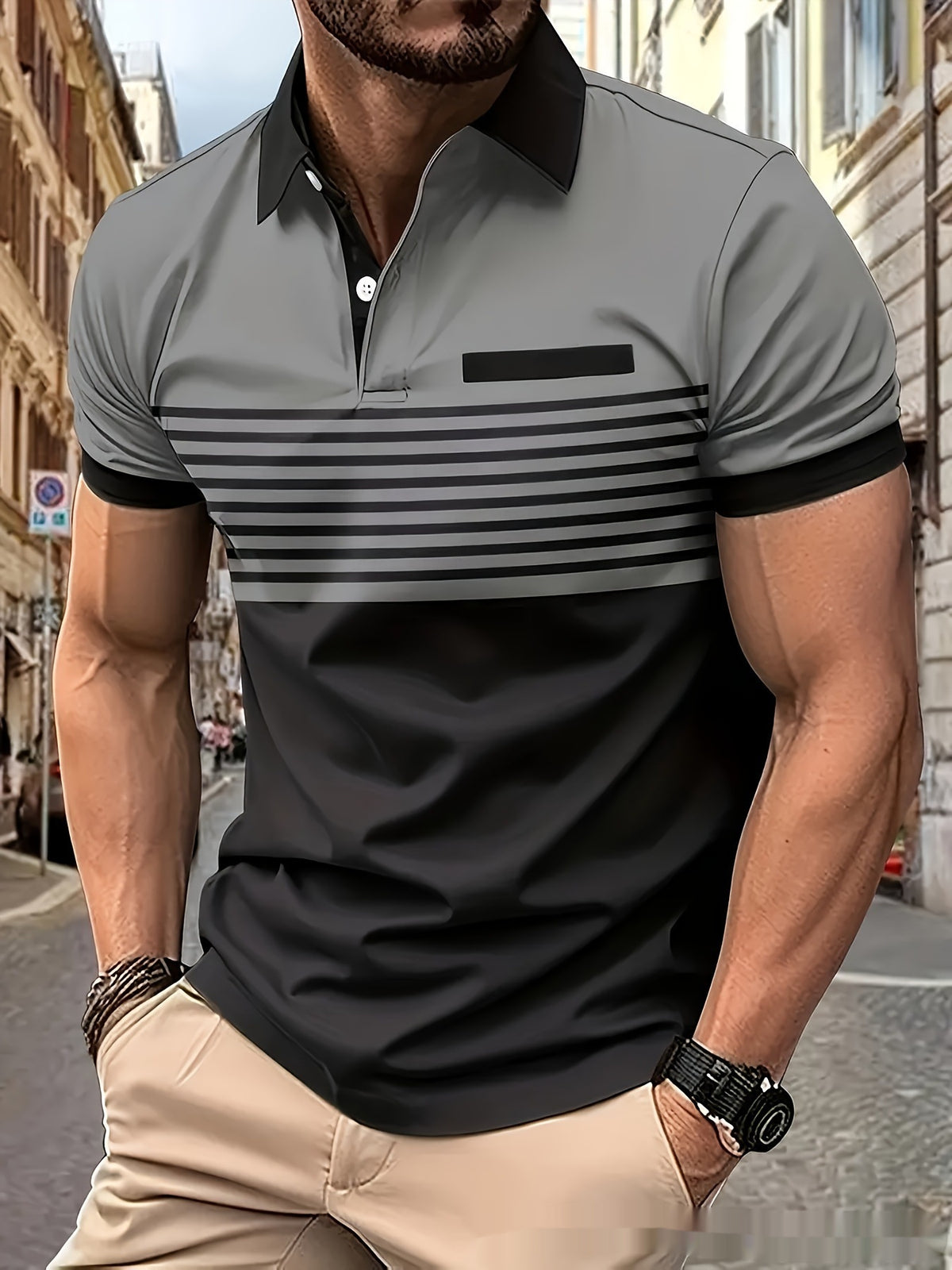 Casual Striped Shirt With Chest Pocket Men Clothing Men DealSniper.net