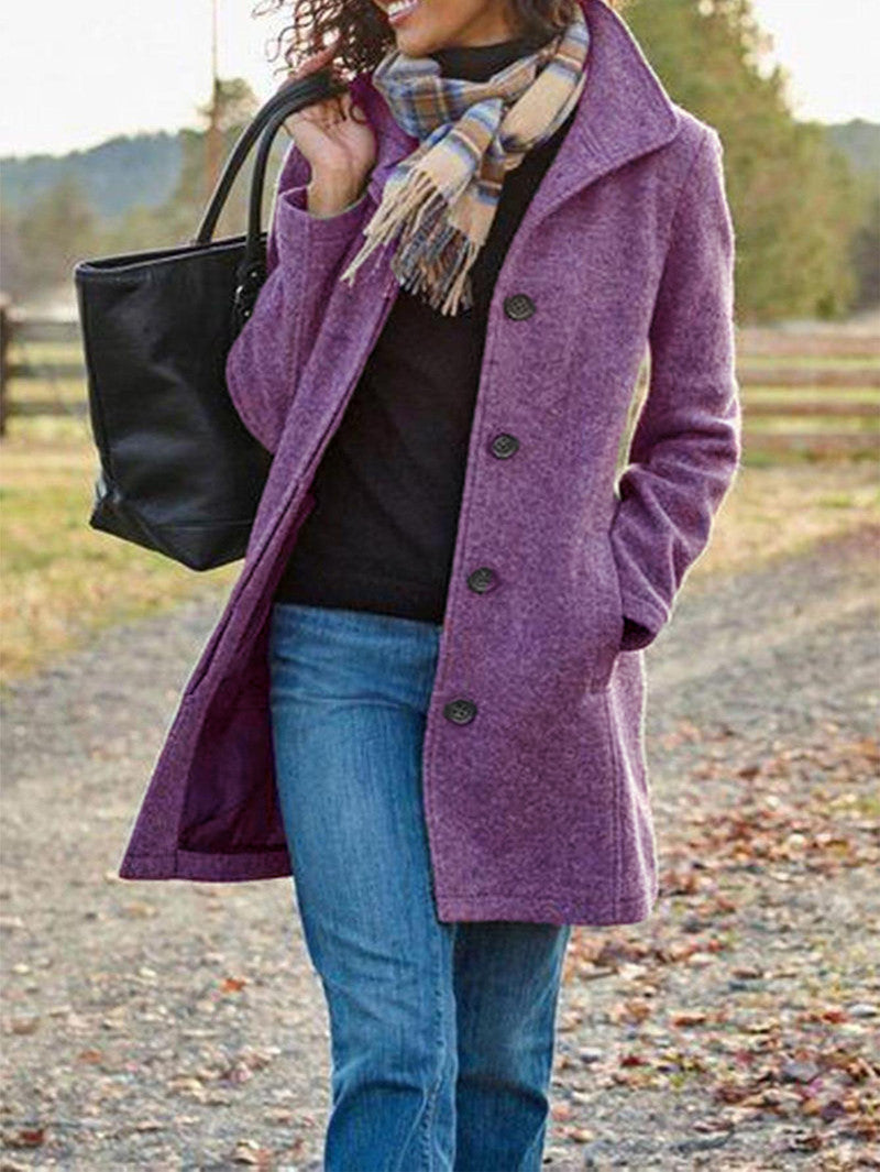 Winter Single-breasted Lapel Coat Fashion Commuter Women null Purple 2XL