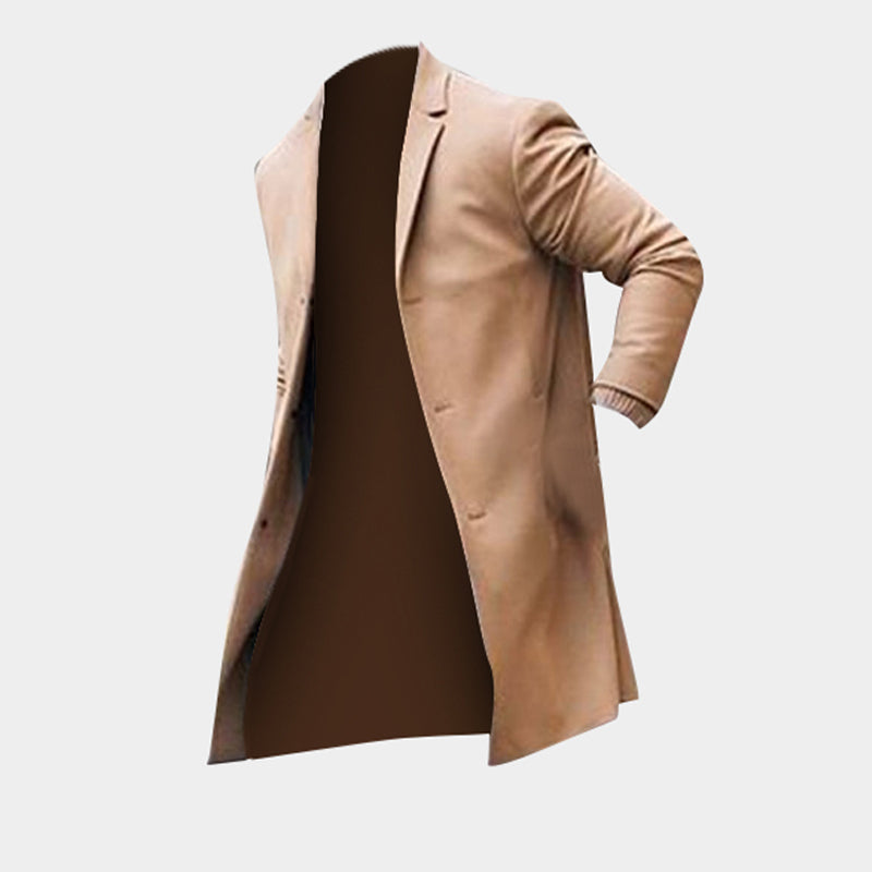 Fashion Winter Men's Trench Long Jackets Coats Overcoat Classic Jackets Solid Slim Fit Outwear Hombre Men Clothes Khaki Black Men DealSniper.net Khaki 3XL