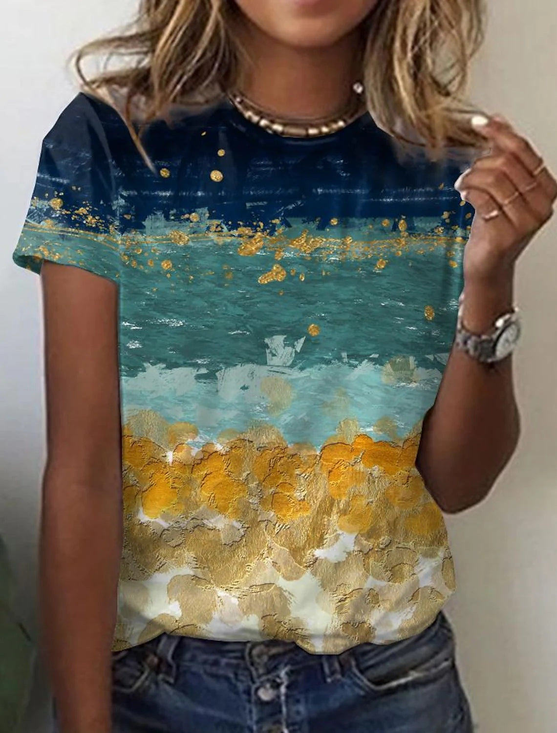 Women's European And American New Abstract Retro Print Short Sleeves Women DealSniper.net 14 Style 2XL