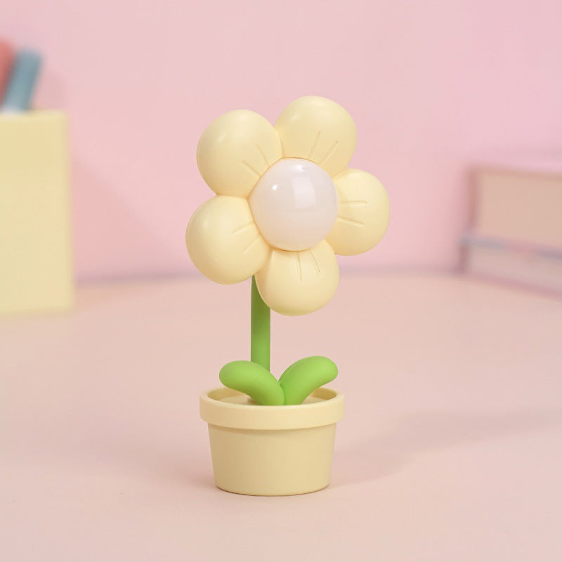 Mini Flower Small Night Lamp Bedside Creative Home Decor House DealSniper.net Install the battery Yellow