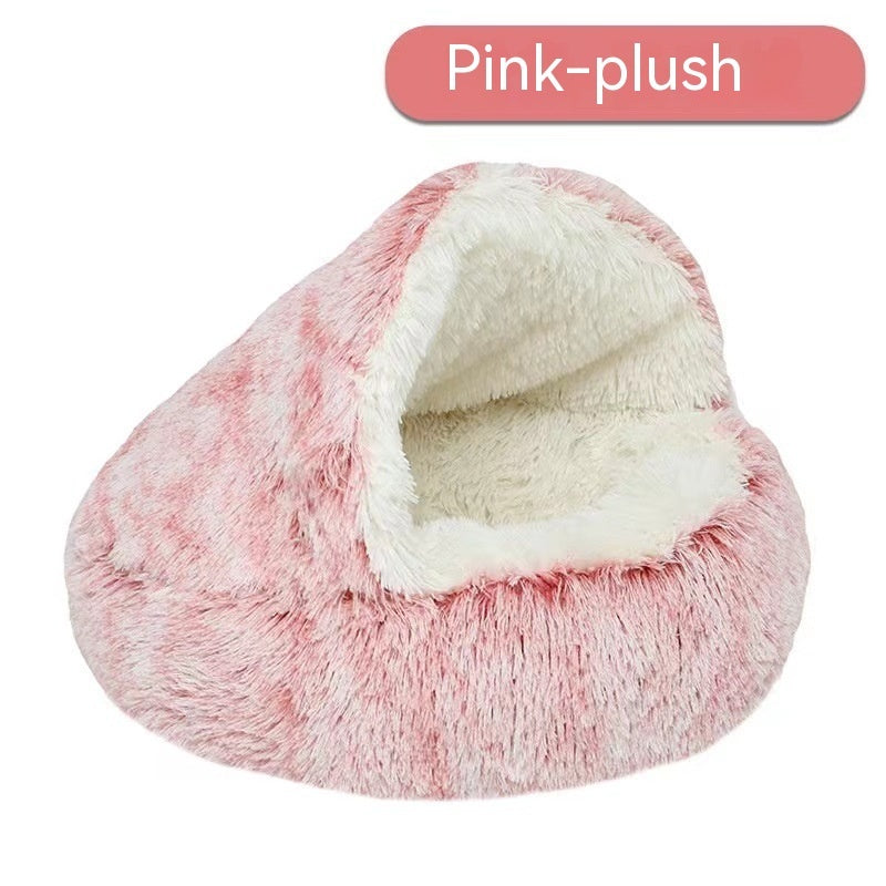 Semi-closed Cat Bed Four Seasons Universal Cover Pets Gym From House Pink 40cm
