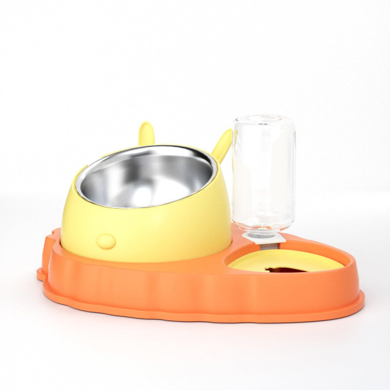 Double Bowl Stainless Steel Carrots Antiskid Pet Feeding Tool Tilt Design Carrot Appearance Dog Bowl For Indoor Pets Products Pets DealSniper.net Orange